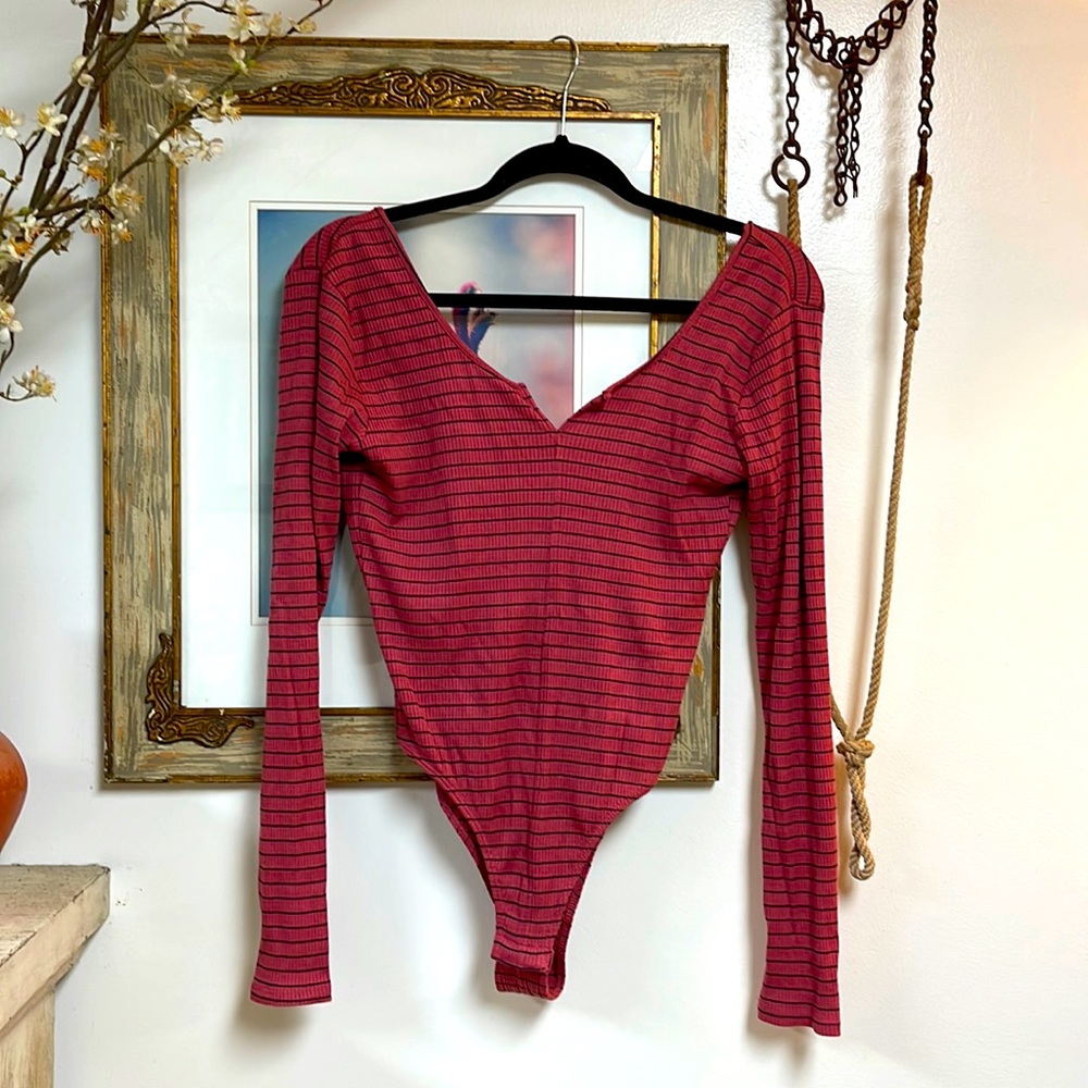 Long sleeve cotton/rayon:spandex body suit, NEVER WORN!
